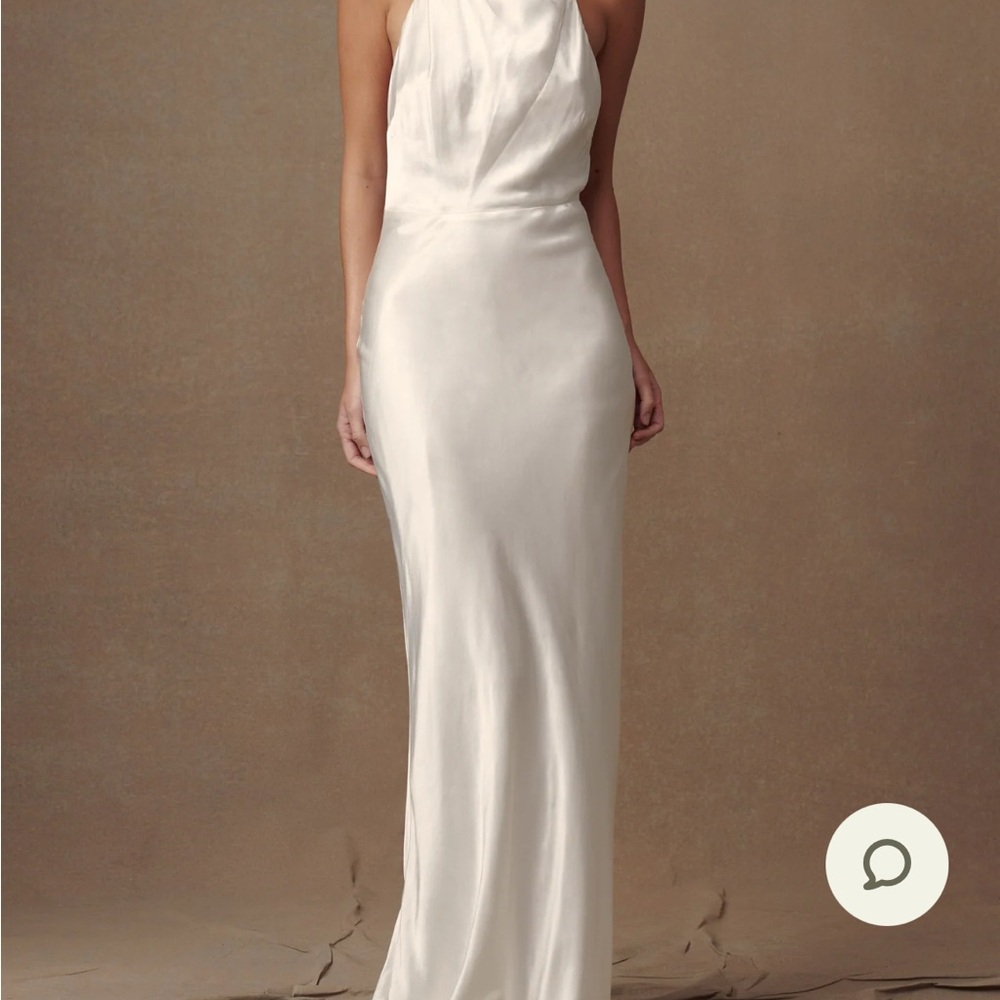 Meshki Ivory Esther Iridescent Satin Cowl Maxi